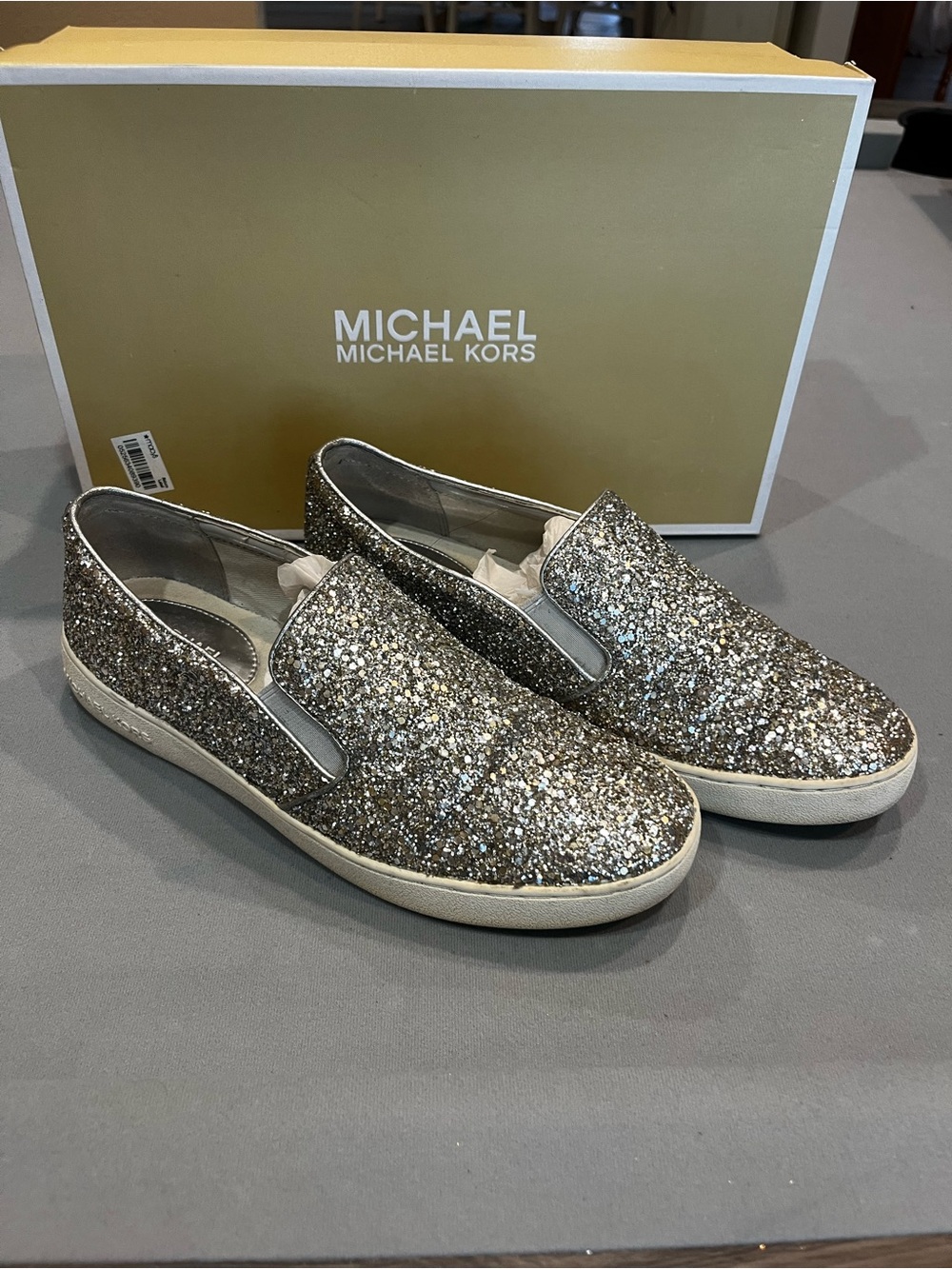 Michael Kors Women's Gold Glitter Slip-On Loafers